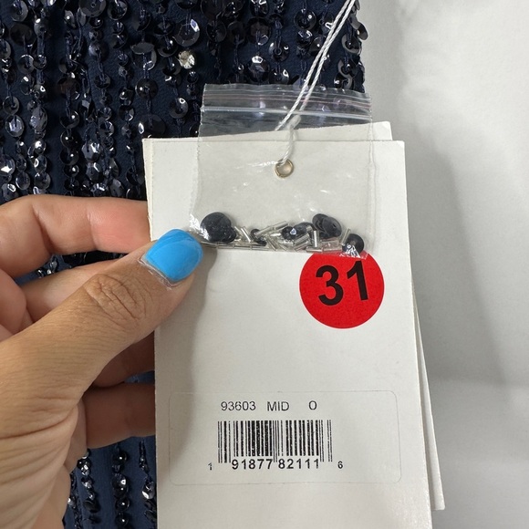 NWT MAC DUGGAL Dress 0 Evening Gown Sequin Beaded NEW Navy Blue Sleeveless #7967 - Picture 5 of 12